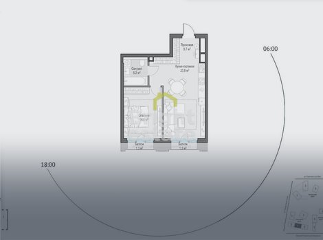 Купить квартиру с 1 спальней в элитном квартале Тишинский бульвар. ID 19694