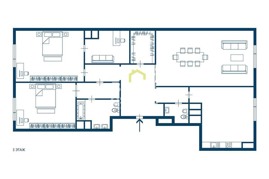 Купить трехкомнатную квартиру 110 кв.м. в ЖК Итальянский квартал. ID 10864