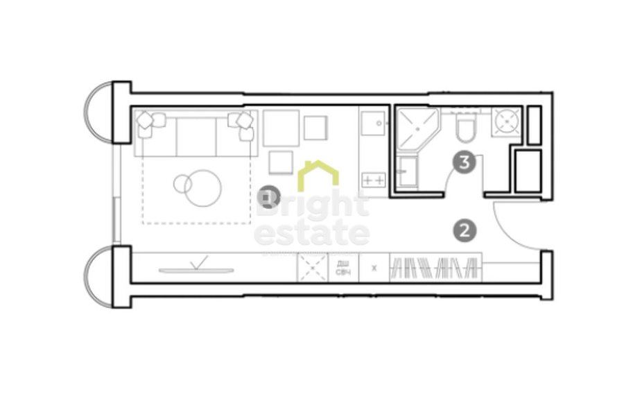 Купить апартамент-студию в городском комплексе Nametkin Tower. ID 15393