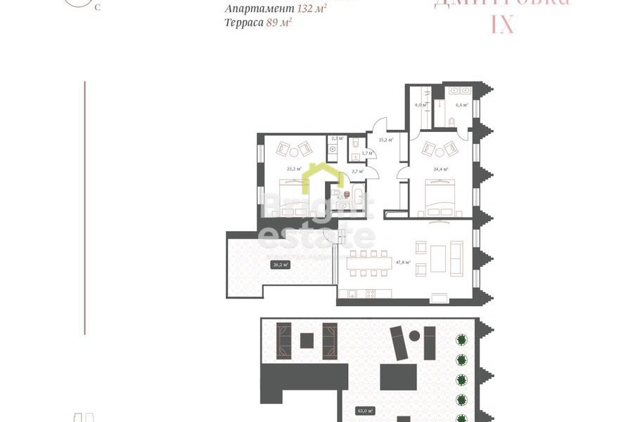 Продажа 3-комнатных апартаментов с отделкой в ЖК Большая Дмитровка IX. ID 16639