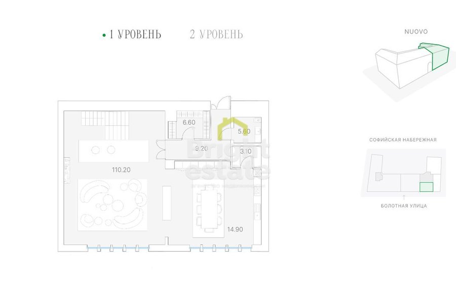 Купить двухуровневую квартиру без отделки в клубном доме на Софийской набережной DUO. ID 19113