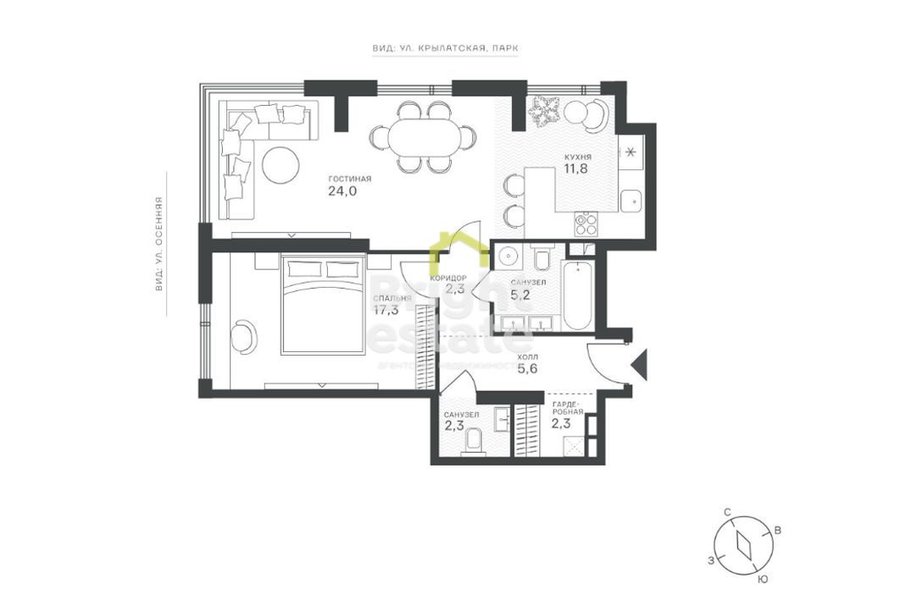 Продажа 2-комнатной квартиры в ЖК Крылатская 33. ID 21336